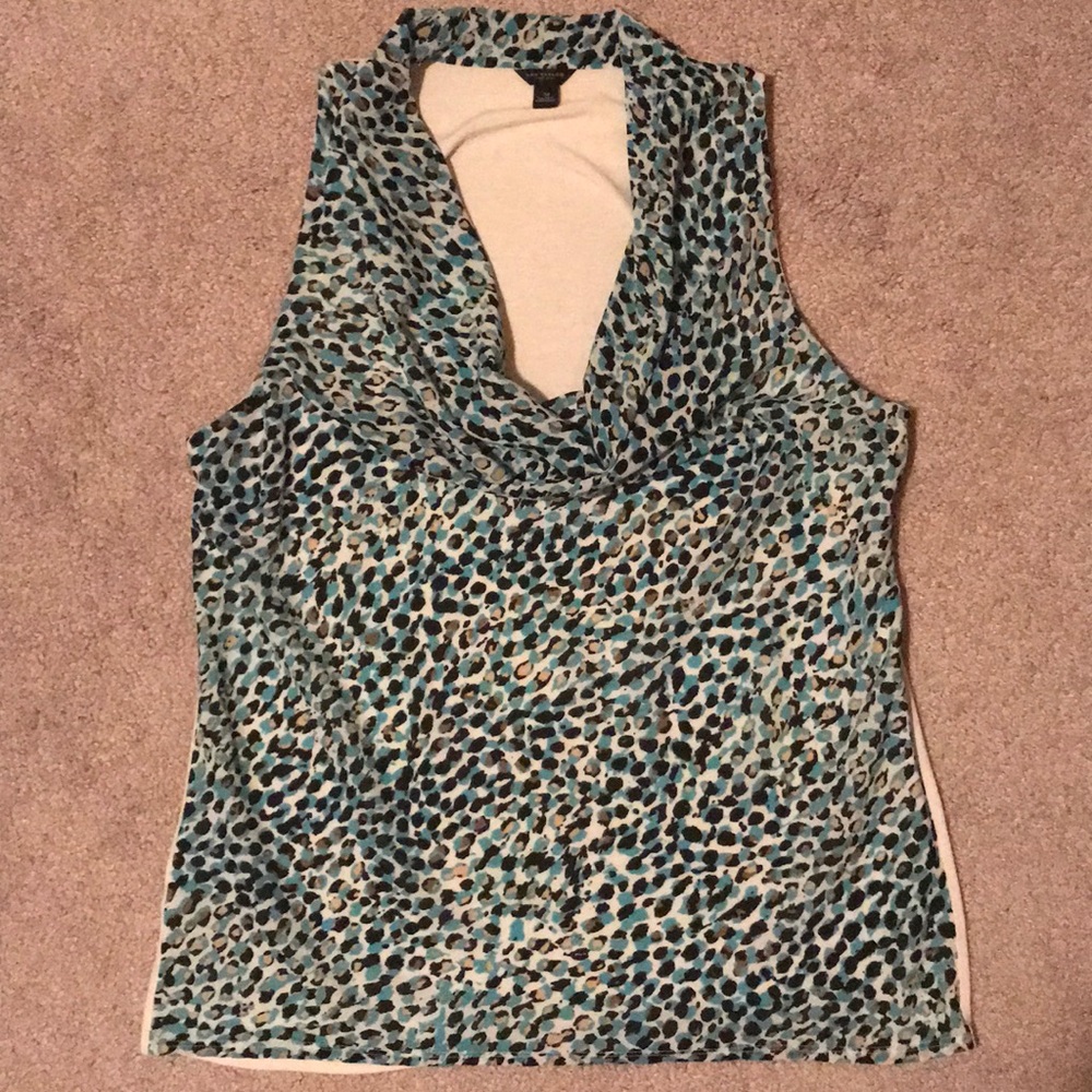Ann Taylor Leopard Cowl Neck Tank Top